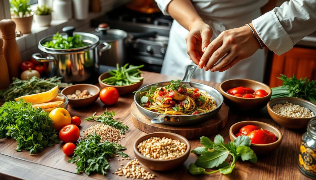 Getting creative with limited ingredients in cooking.