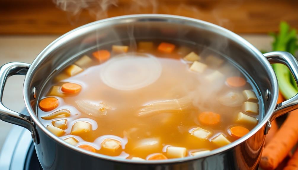 add broth then simmer