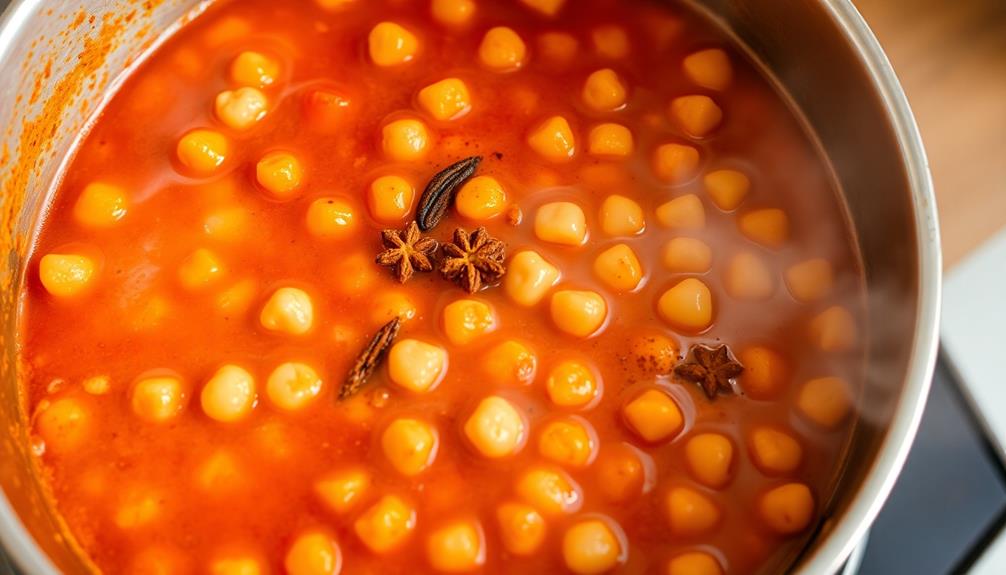 add chickpeas then simmer