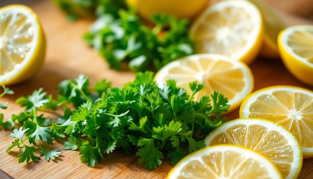 add parsley lemon wedges