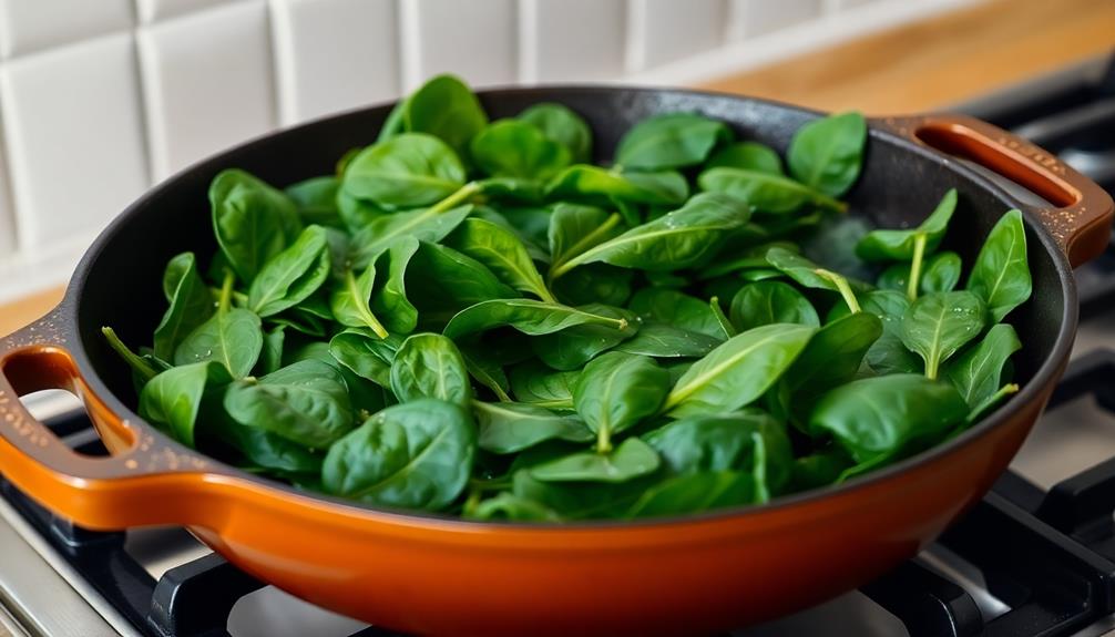 add spinach to onions