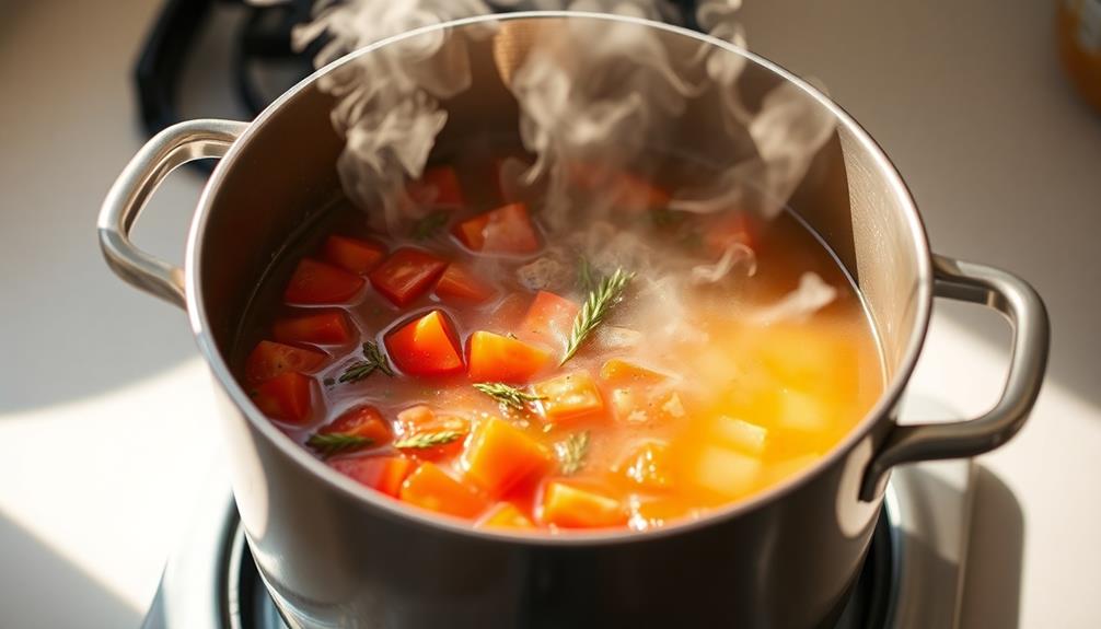 add tomatoes and stock
