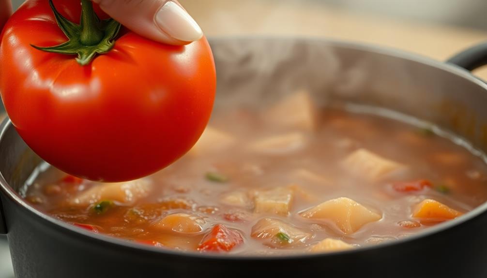 add tomatoes then simmer