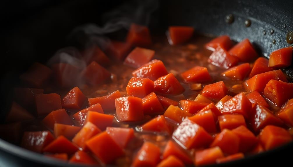 add tomatoes then simmer