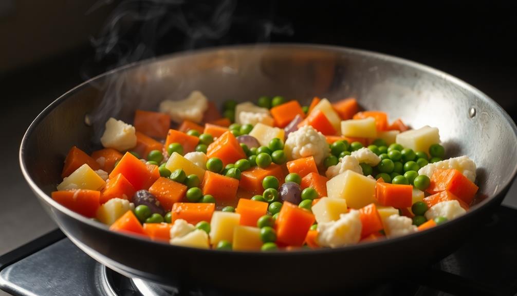 add vegetables to dish