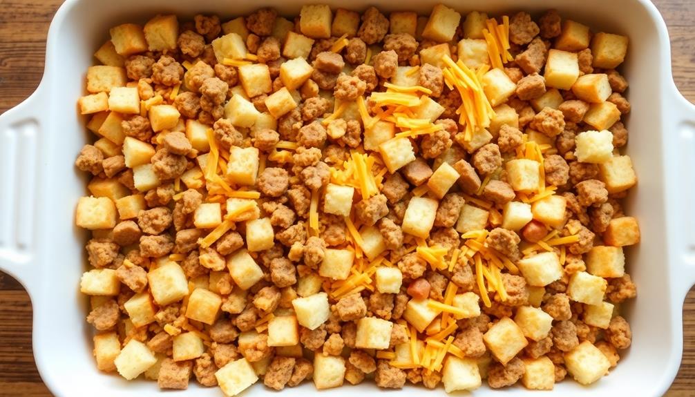 arrange bread sausage mixture