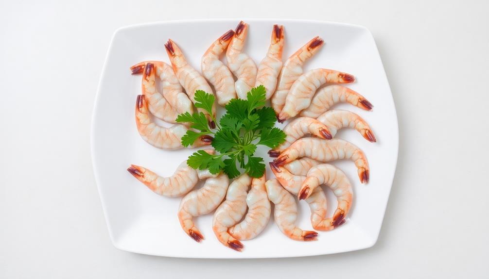 arrange shrimp serving dish