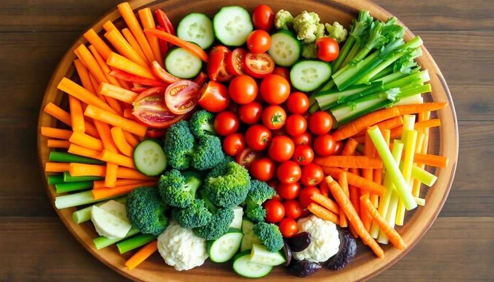 arrange vegetables on platter