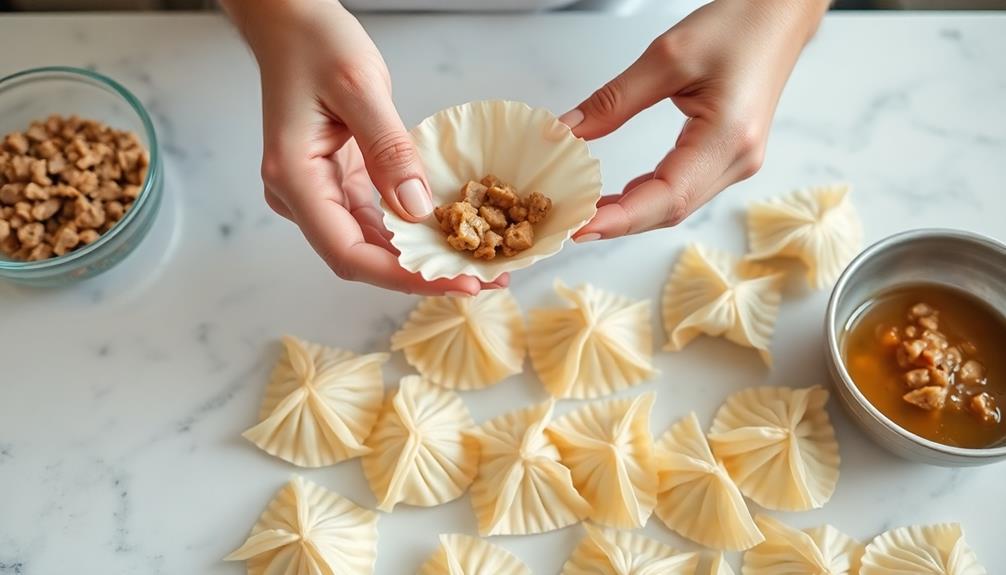 assemble and fold wontons