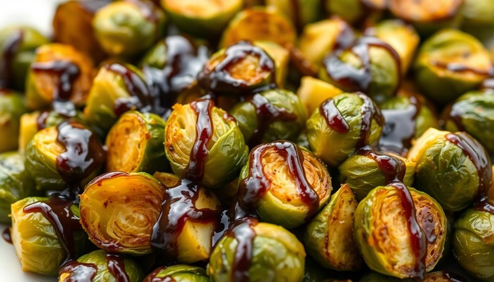 balsamic glaze on sprouts