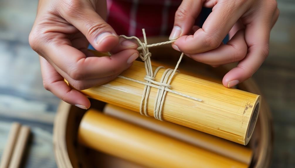 bamboo tied with string