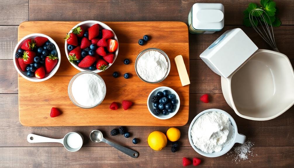 batter poured over berries