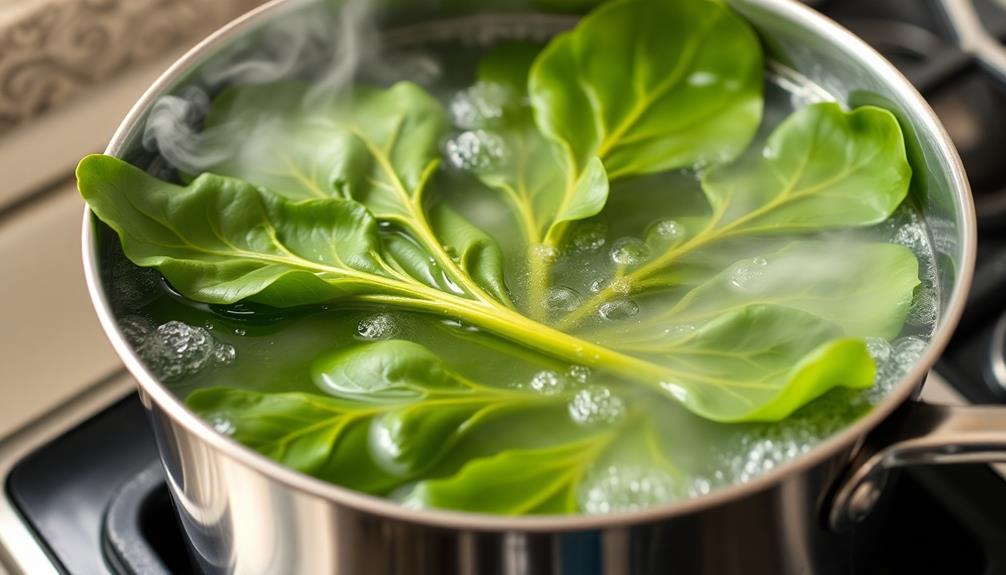 blanch greens in pot