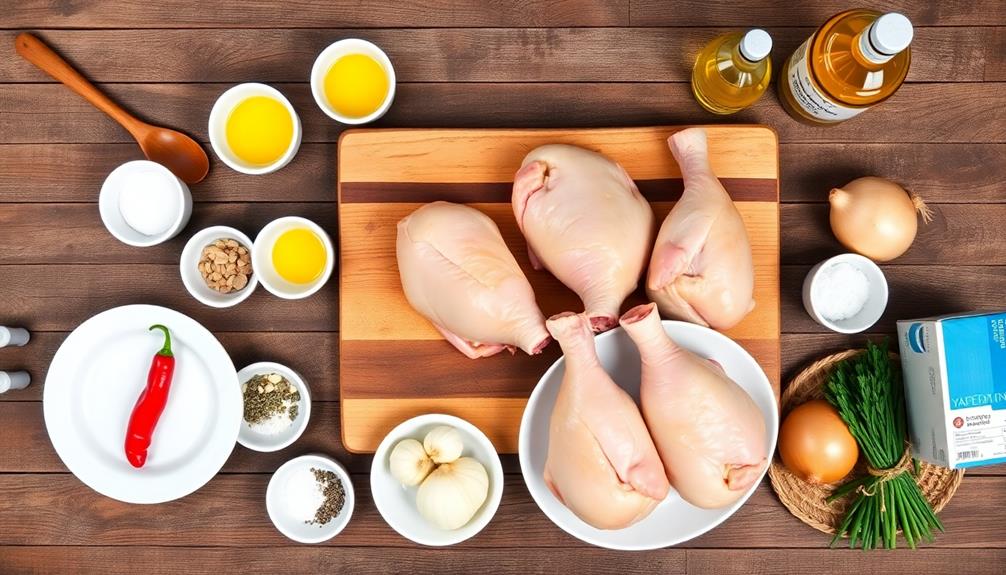 brown marinated chicken pieces