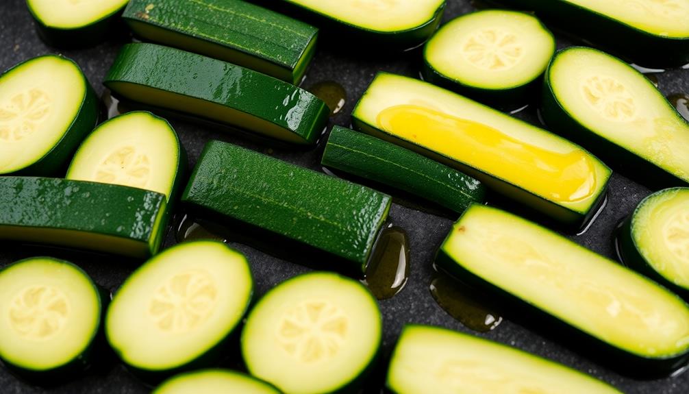 brush zucchini with oil