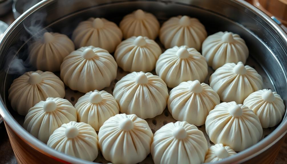 buns placed in steamer