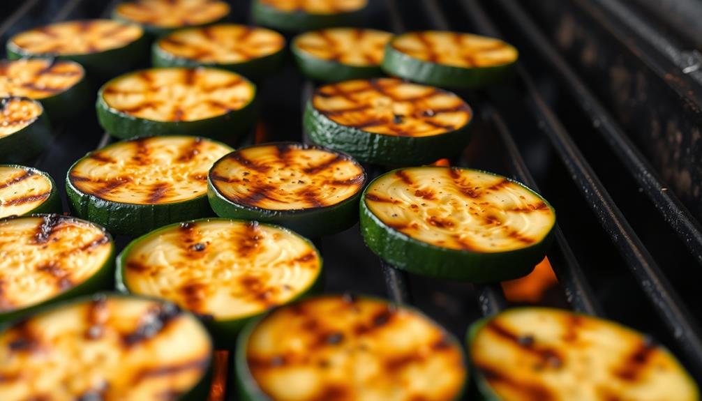 charred zucchini planks grilling