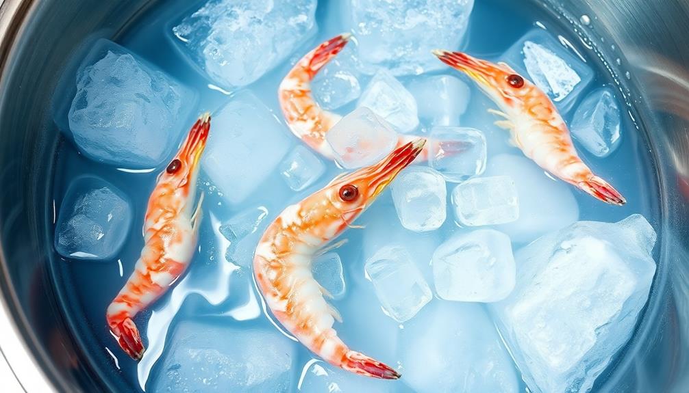 chill shrimp in ice