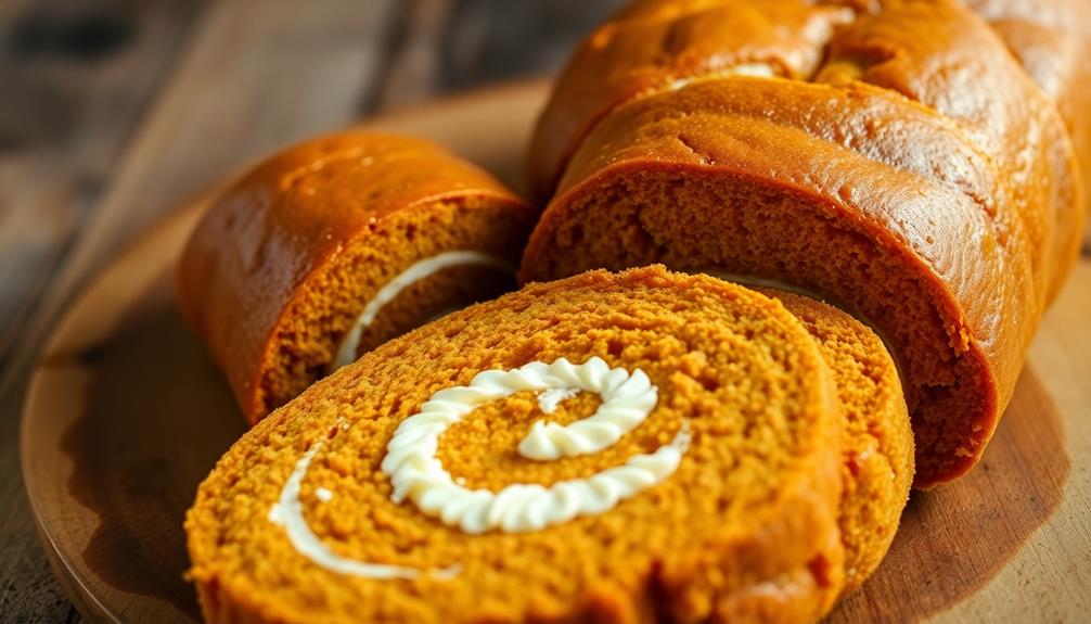 chilled pumpkin roll slices