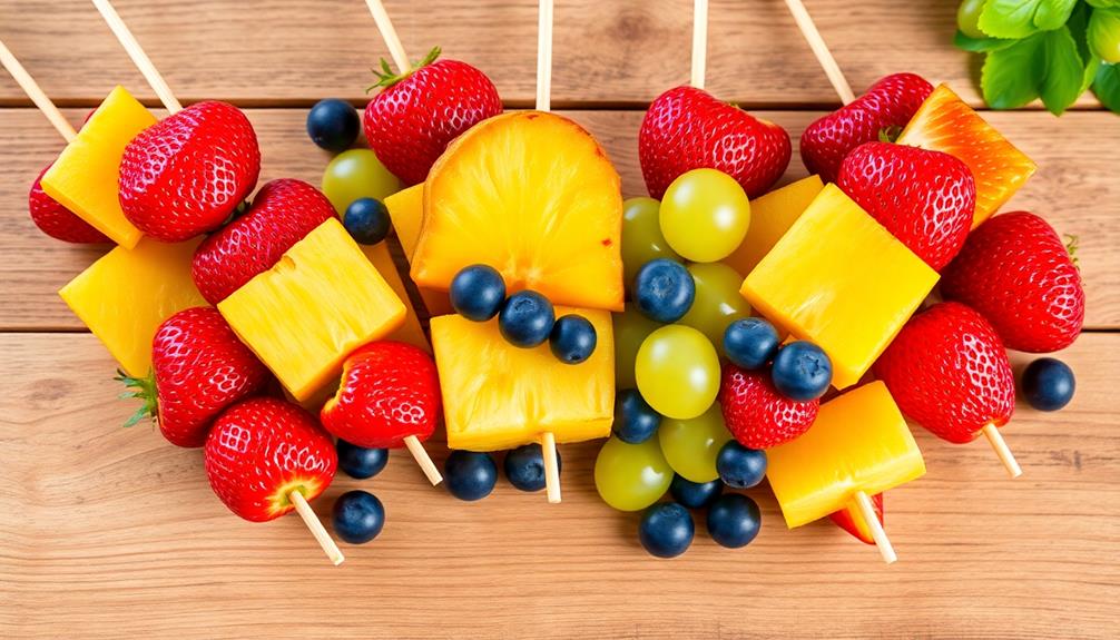 chilled rainbow fruit kebabs