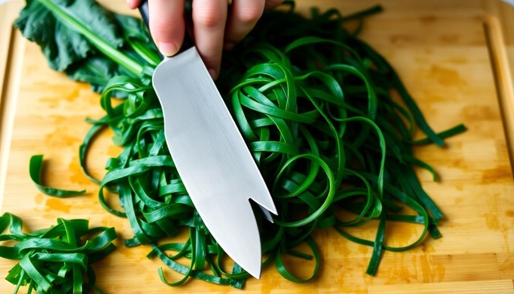 chop collard greens ribbons