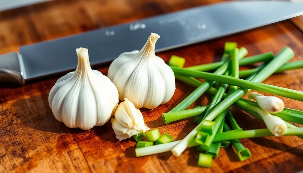 chop garlic and onion