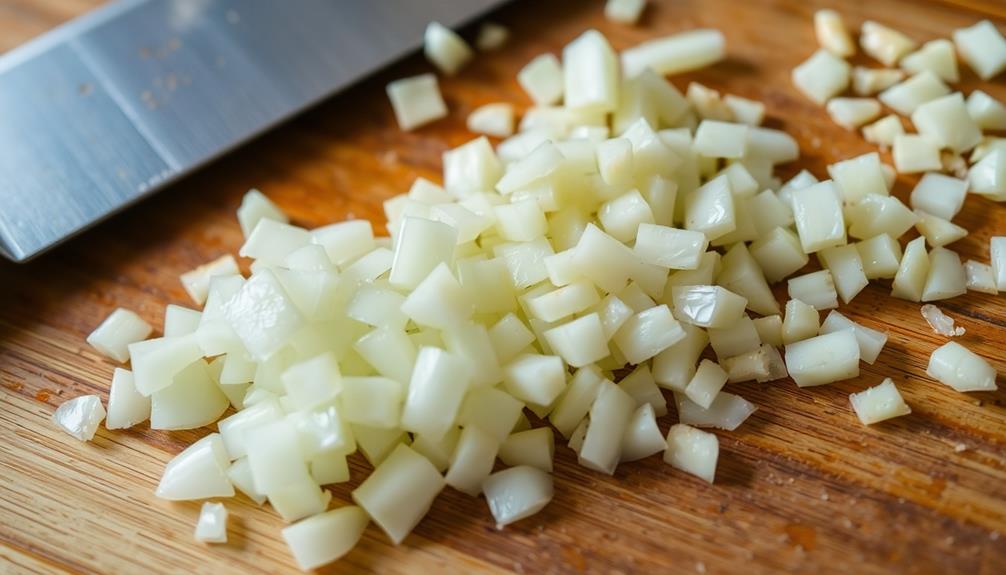 chop onions and garlic