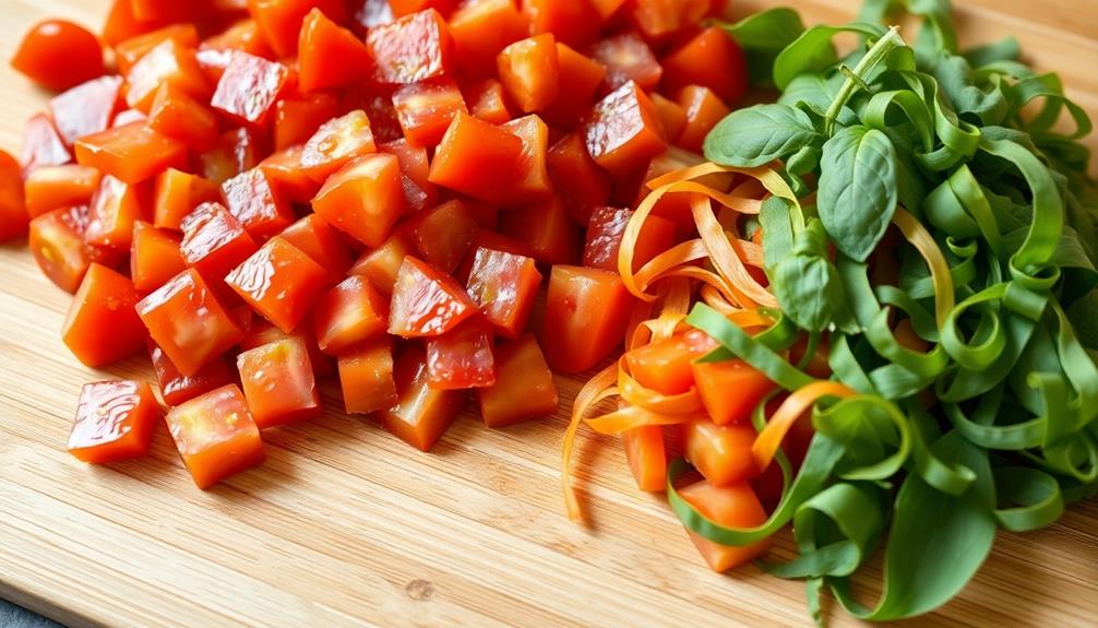 chop tomatoes and basil