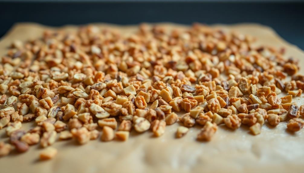 chopped nuts between layers