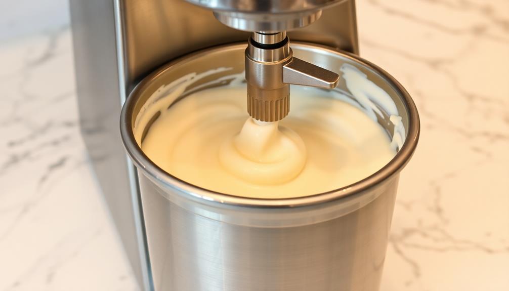 churn frozen dairy mixture