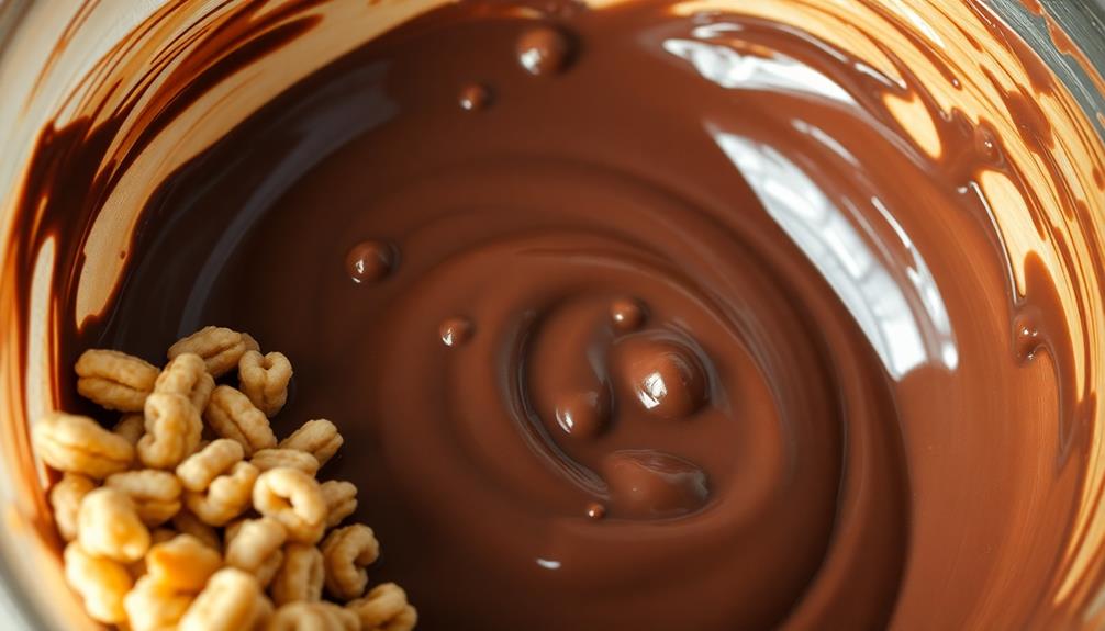 coat cereal chocolate mixture