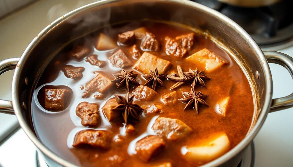 coconut milk simmering step