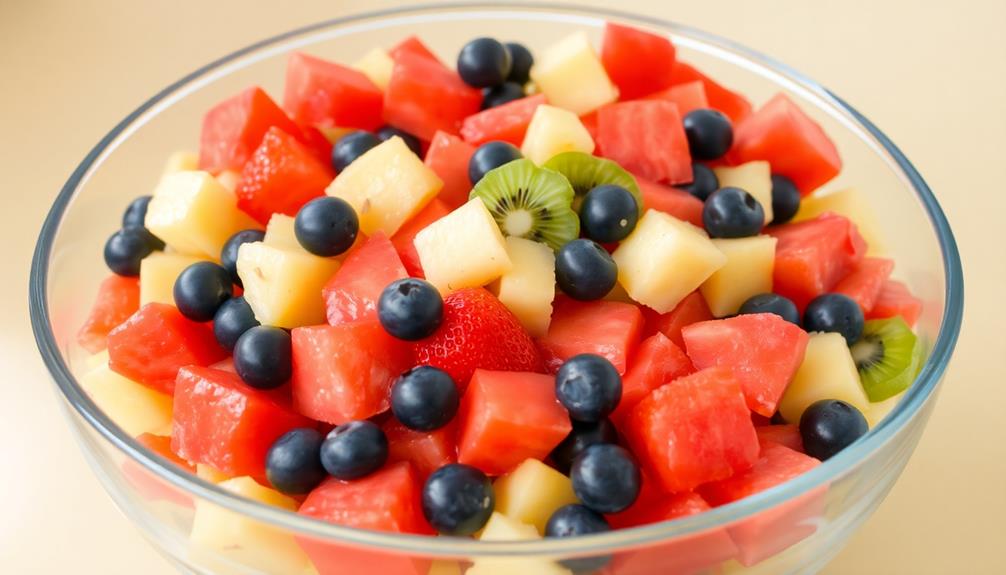 combine assorted fruits thoroughly