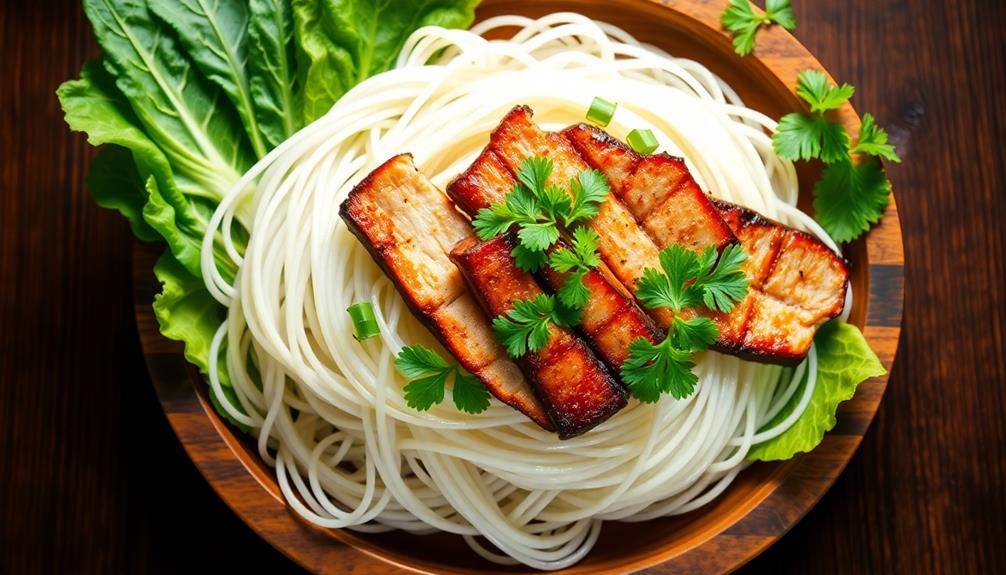 combine noodles with pork