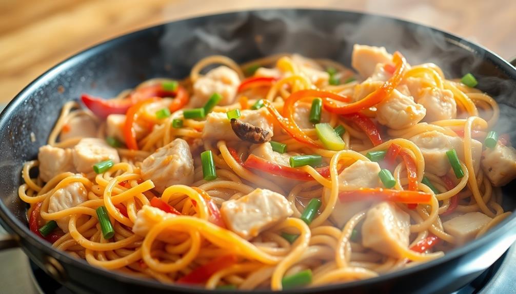 combine noodles with stir fry