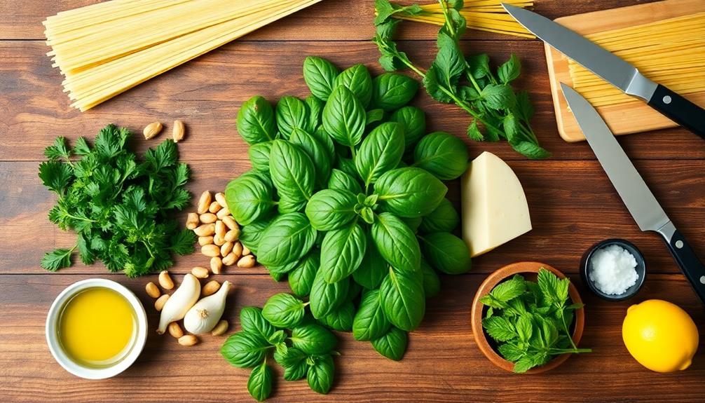 combine pesto and pasta