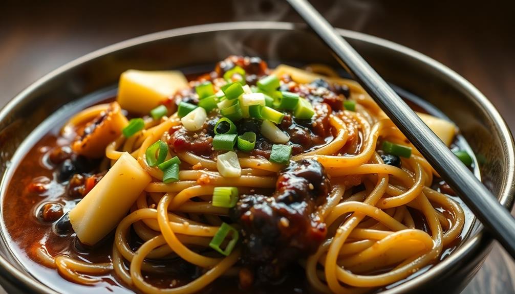 combine sauce with noodles