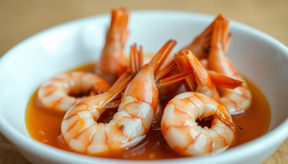 combine shrimp with marinade