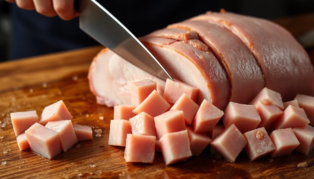 cut pork into pieces