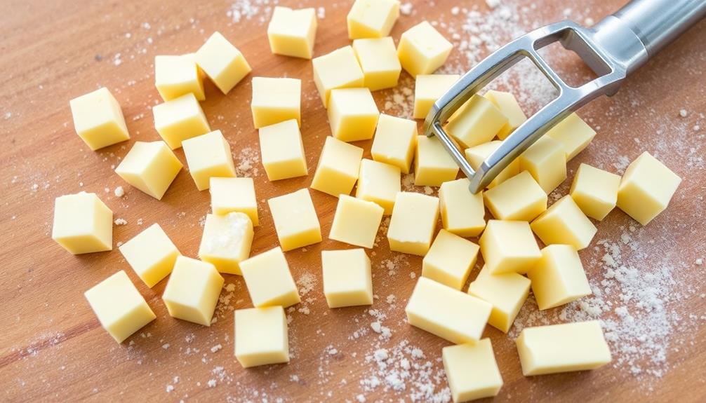 cutting cold butter cubes