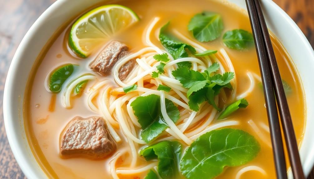 delicious warm noodle soup