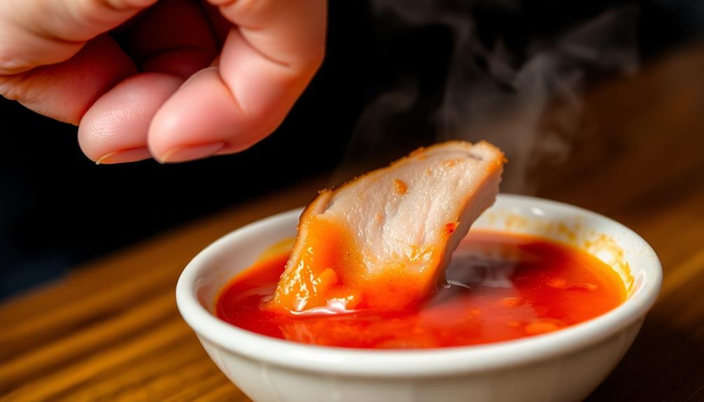 dip ingredients in sauce