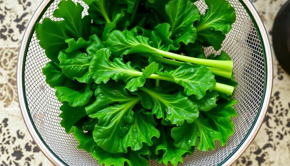 drain blanched collard greens