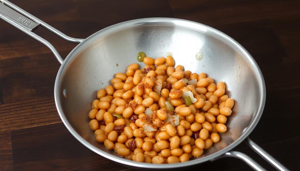 drain fried bean mixture