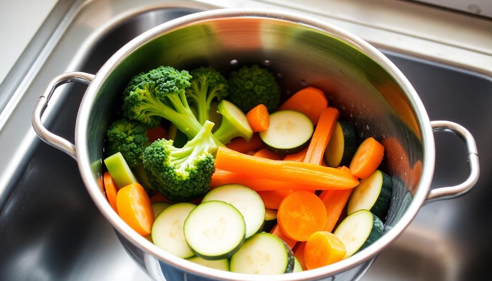 drain vegetables after boiling