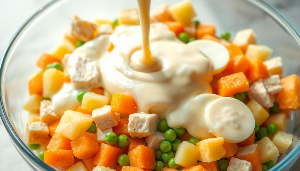 dress vegetables with mayonnaise