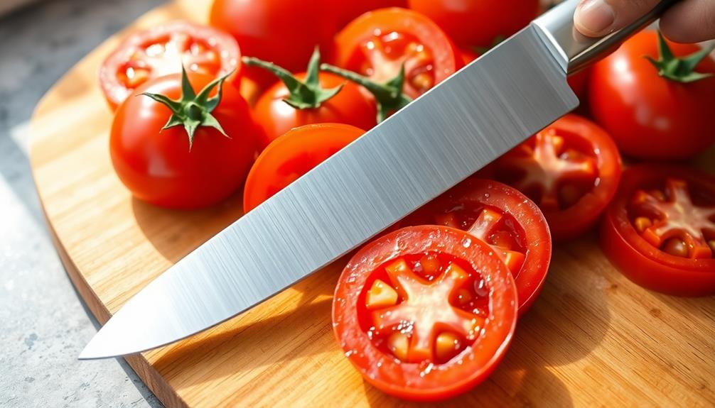 evenly slice the tomatoes