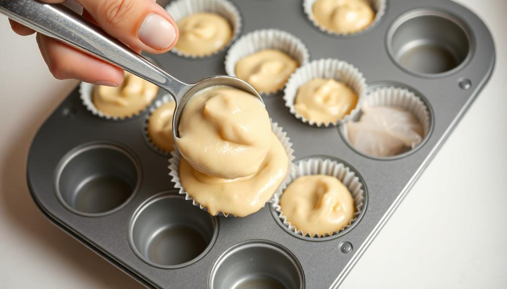 fill cupcake liners batter