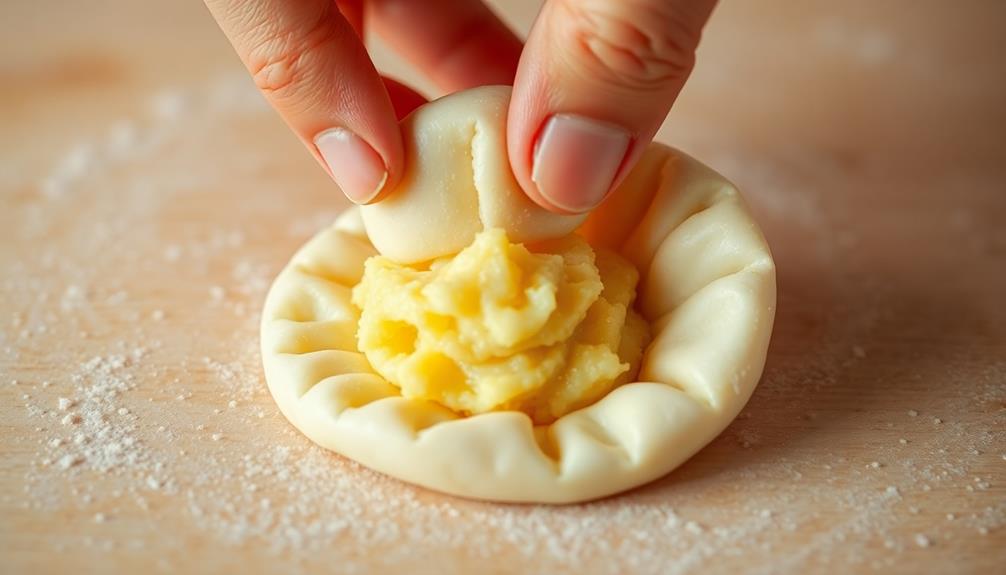 fill dough with potatoes