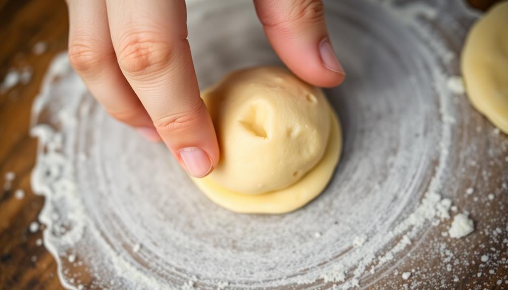 flatten dough with fingers